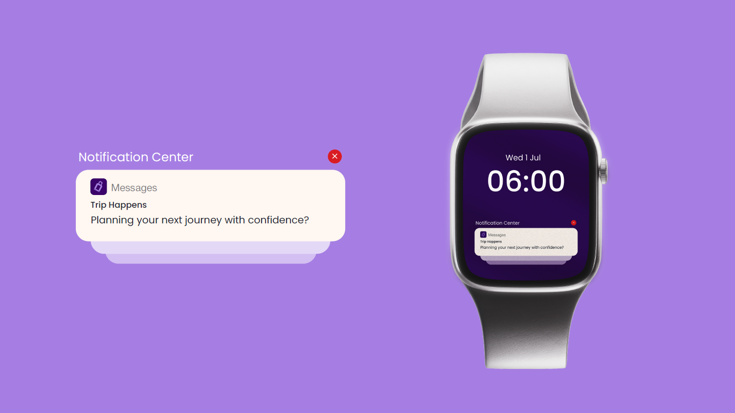 Let's Talk Trip Happens message notification reminding a traveler to plan their next journey